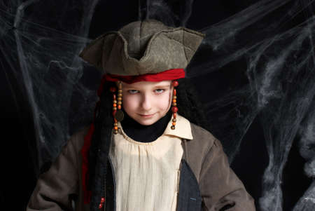 Little boy wearing pirate costumeの写真素材