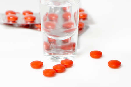 Closeup view of red pills