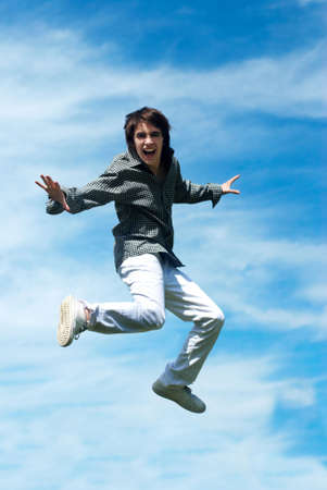 happy guy jumping