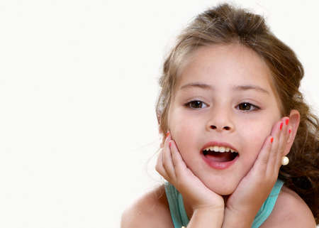 little girl portrait in light backgroundの写真素材