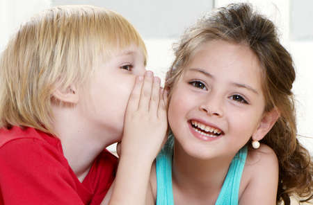 Portrait happy kids on light backgroundの写真素材