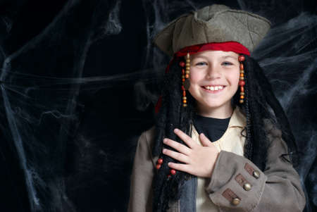 Little boy wearing pirate costumeの写真素材