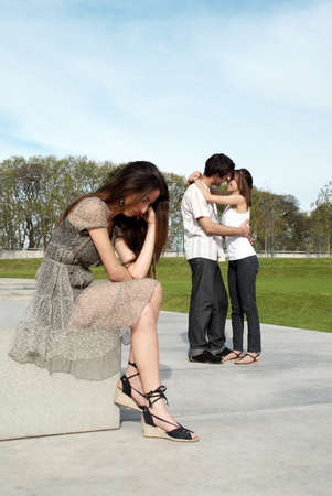  The young girl in an expectation conditionの写真素材