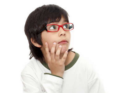 The schoolboy in glasses on a light background
の写真素材