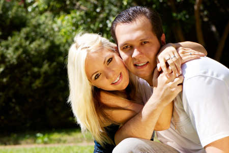  Young couple against the nature