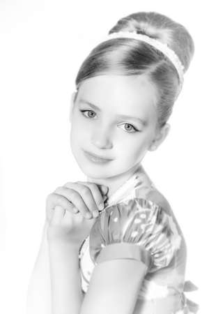 Portrait of a little fashion kid girlの写真素材