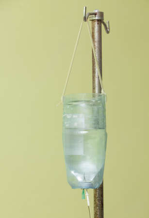 Infusion bottle with saline solutionの写真素材