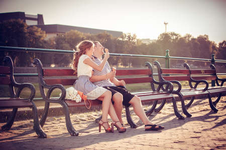 Love and affection between a young coupleの写真素材