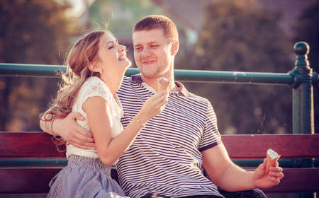 Love and affection between a young coupleの写真素材