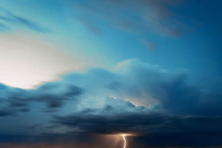 Lightning in the evening sky