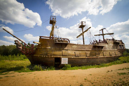 Wooden ship in the suburban forestのeditorial素材