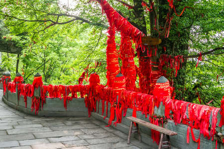 China, Hubei Province, the monastery Wudang, desires ribbonsの写真素材
