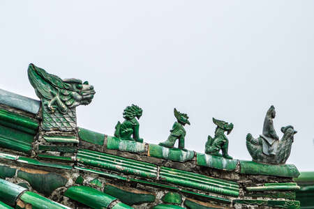 China, Hubei Province, the monastery Wudang, the figures on the roof
