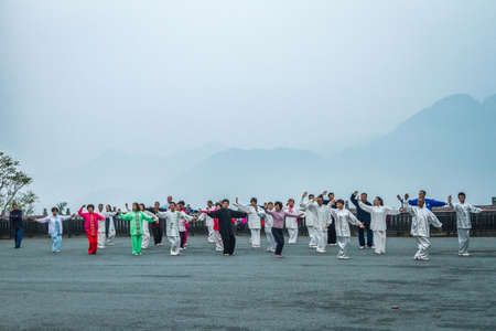 China, Hubei Province, the monastery Wudang, Tai Chi classesのeditorial素材
