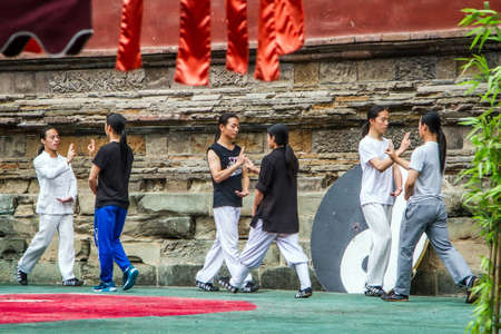 China, Hubei Province, the monastery Wudang, Wushu trainingのeditorial素材