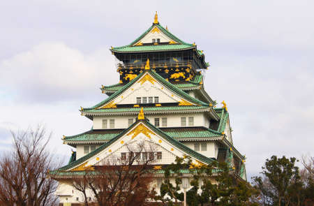 Close-up of Osaka castle, most visited place in Osakaのeditorial素材