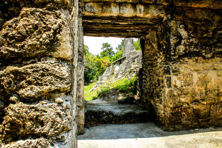 Tikal National Park on Unesco World Heritage. Ancient Houses entranceのeditorial素材