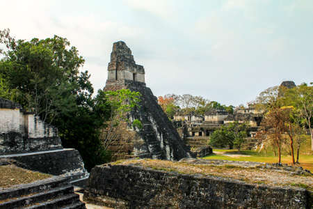 Tikal National Park on Unesco World Heritage. The Grand Plaza with the North Acropolis and Temple I (Great Jaguar Temple)のeditorial素材