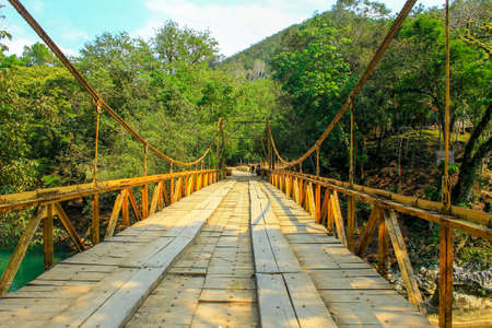 Bridge in Cahabon river next to Semuc champey natural parkのeditorial素材