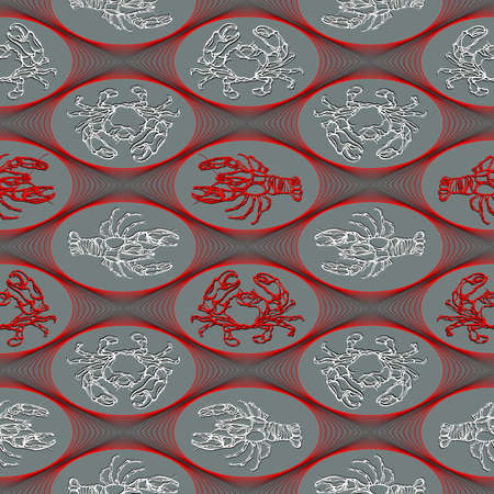 seamless pattern of lobster and crabのイラスト素材