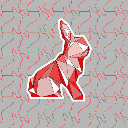 A colorful illustration of polygonal rabbit.  seamless patternのイラスト素材
