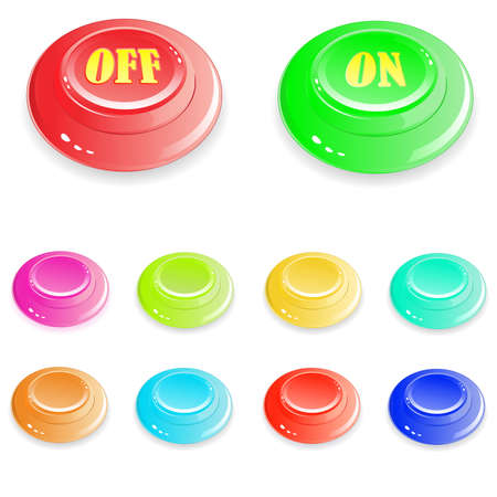 several brilliant varicolored buttons on white background のイラスト素材