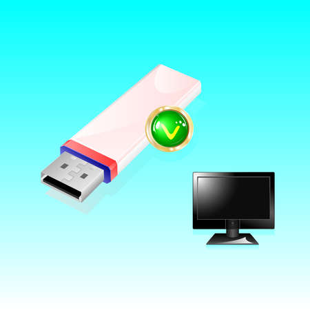 USB Flash drive and monitor for computer のイラスト素材