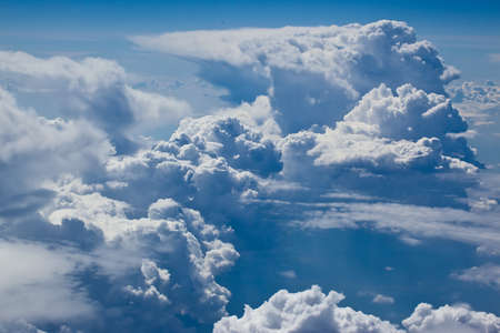 blue sky on white soft cloud heightの写真素材