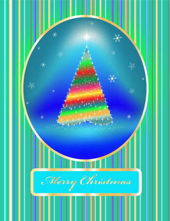 card a fir-tree on bright fires with toysのイラスト素材