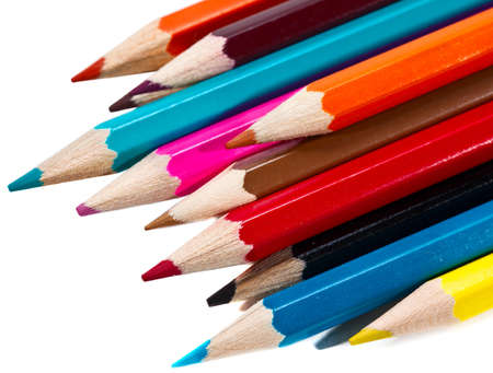 color pencils a writing-book leaf in a sectionの写真素材