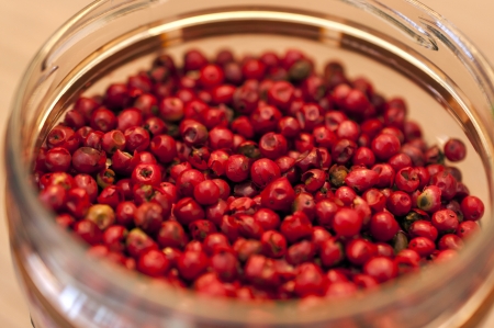 Red pepper in a glass bowlの写真素材