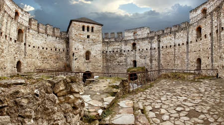 The medieval fortress  Photographed inside and arranged in a semicircle