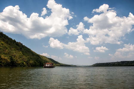 Europe, the Dniester. Near the coast there is a house on the water.の写真素材