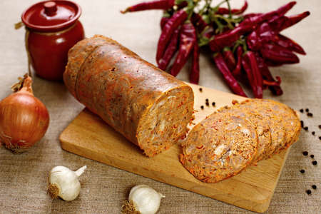 Kavyrma on the board. Gagauz and Turkish cuisine.の写真素材