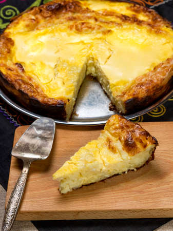 Pies of cheese and sliced.の写真素材