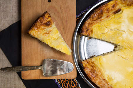 Pies of cheese and sliced.の写真素材