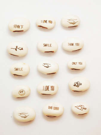 isolate many word and symbol on the beansの写真素材
