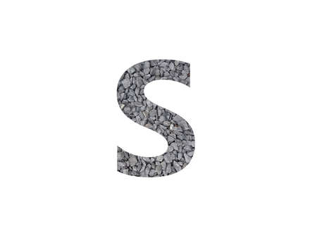 Letter S of the alphabet made with gray gravel isolated on a white backgroundの写真素材