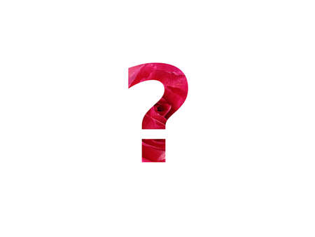 Question mark of the alphabet made with a photo of a red rose, isolated on a white backgroundの写真素材