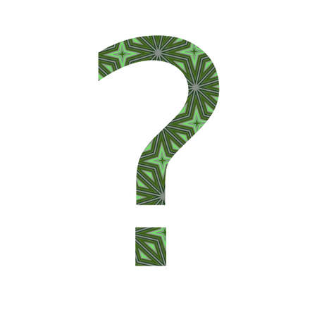 Question mark of the alphabet made with a pattern of green stars, isolated on a white background