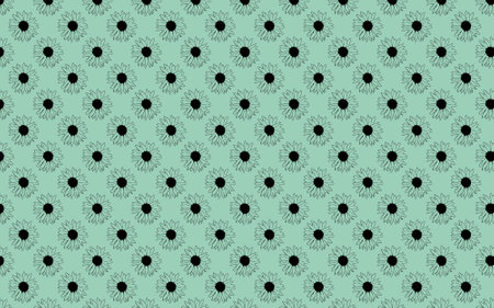 beautiful seamless sunflower pattern. Elegant template for fashion prints. with a mint green backgroundの写真素材
