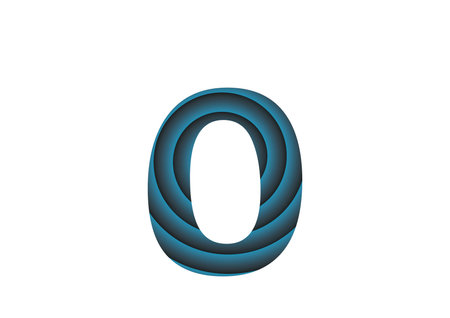 number 0 of the alphabet made with dark and light blue circles, isolated on a white backgroundの写真素材