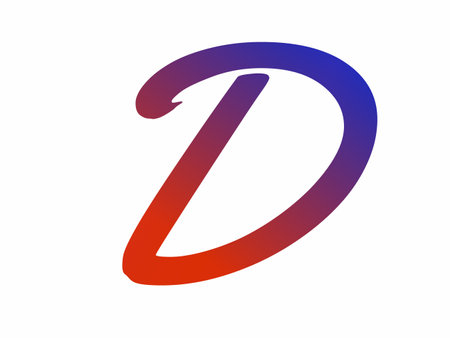Letter D of the alphabet made with red and blue gradient, isolated on a white backgroundの写真素材