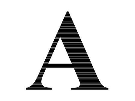 letter A of the alphabet made with black and white stripes, isolated on a white backgroundの写真素材