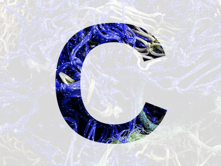 letter c of the alphabet made with blue and white rope, isolated with a transparent backgroundの写真素材