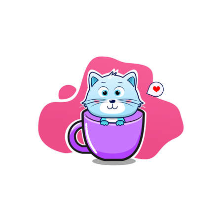 Cute cat in the cupのイラスト素材