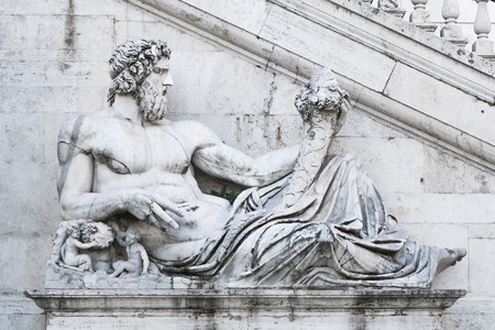 Statue of Tiber in Rome, Italyのeditorial素材