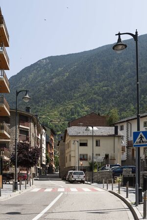 Street view of the town of Encamp in Andorraのeditorial素材