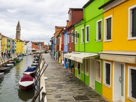 Beautiful village of Burano in Venetoのeditorial素材