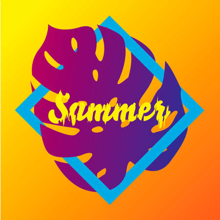 Beautiful vector illustration. Palm leaf on a bright background